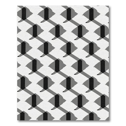 Monochromatic Geometric Faceted Tile Rug