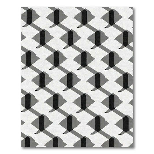 Monochromatic Geometric Faceted Tile Rug