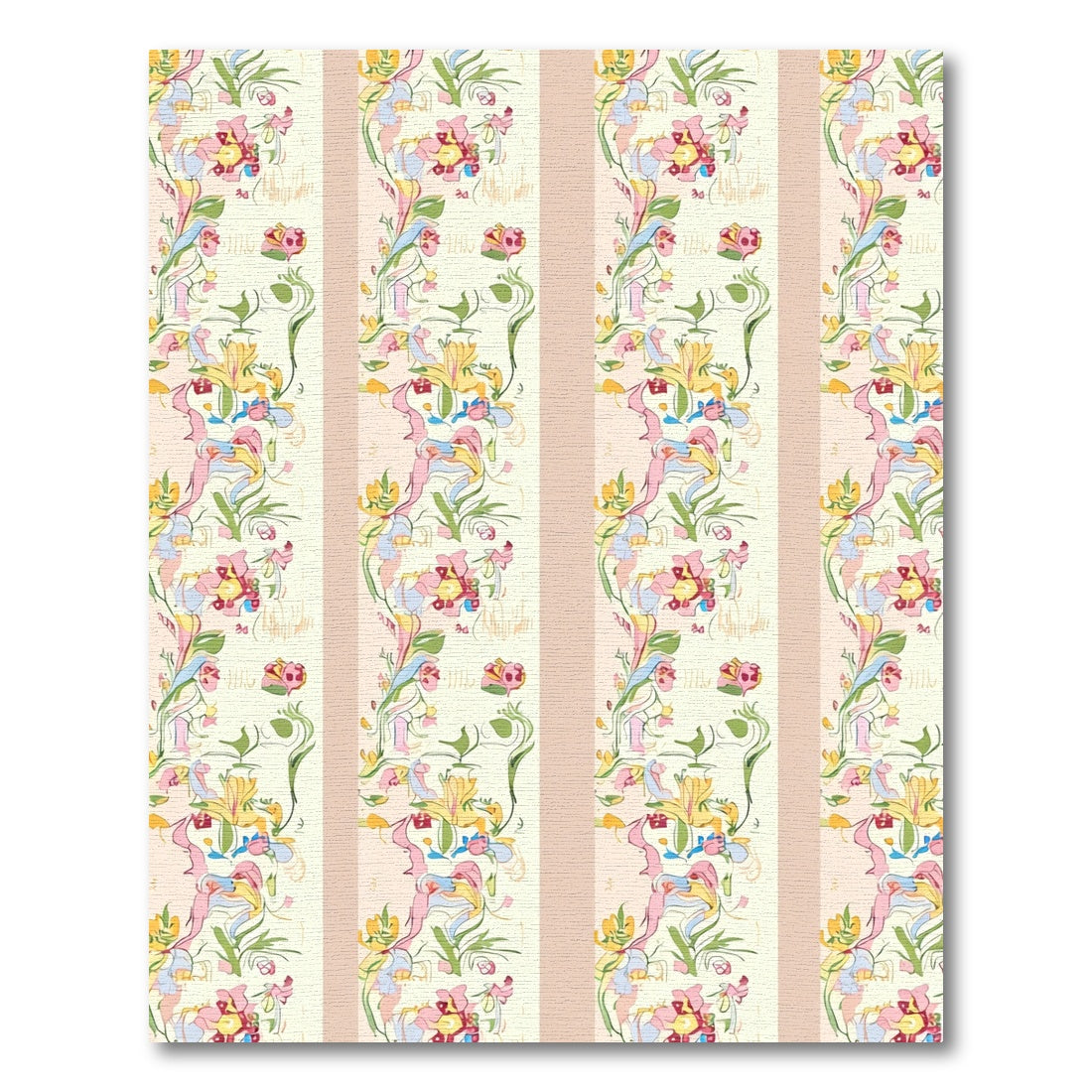 Pastel Floral Garland Stripe Rug