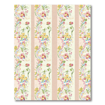 Pastel Floral Garland Stripe Rug
