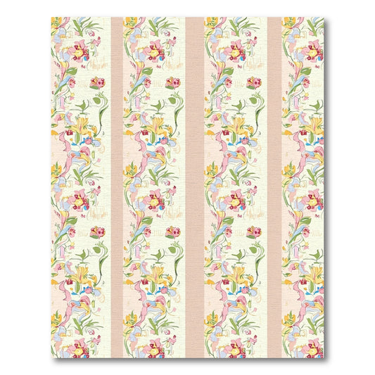 Pastel Floral Garland Stripe Rug