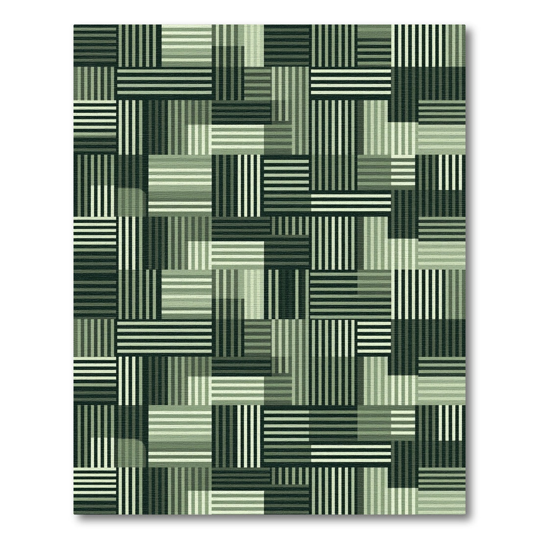Modern Emerald Green Stripe Composition Rug