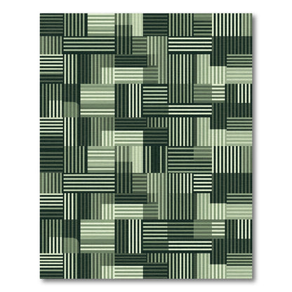 Modern Emerald Green Stripe Composition Rug
