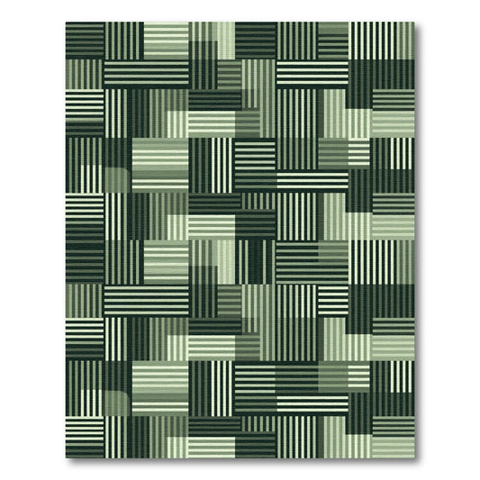 Modern Emerald Green Stripe Composition Rug