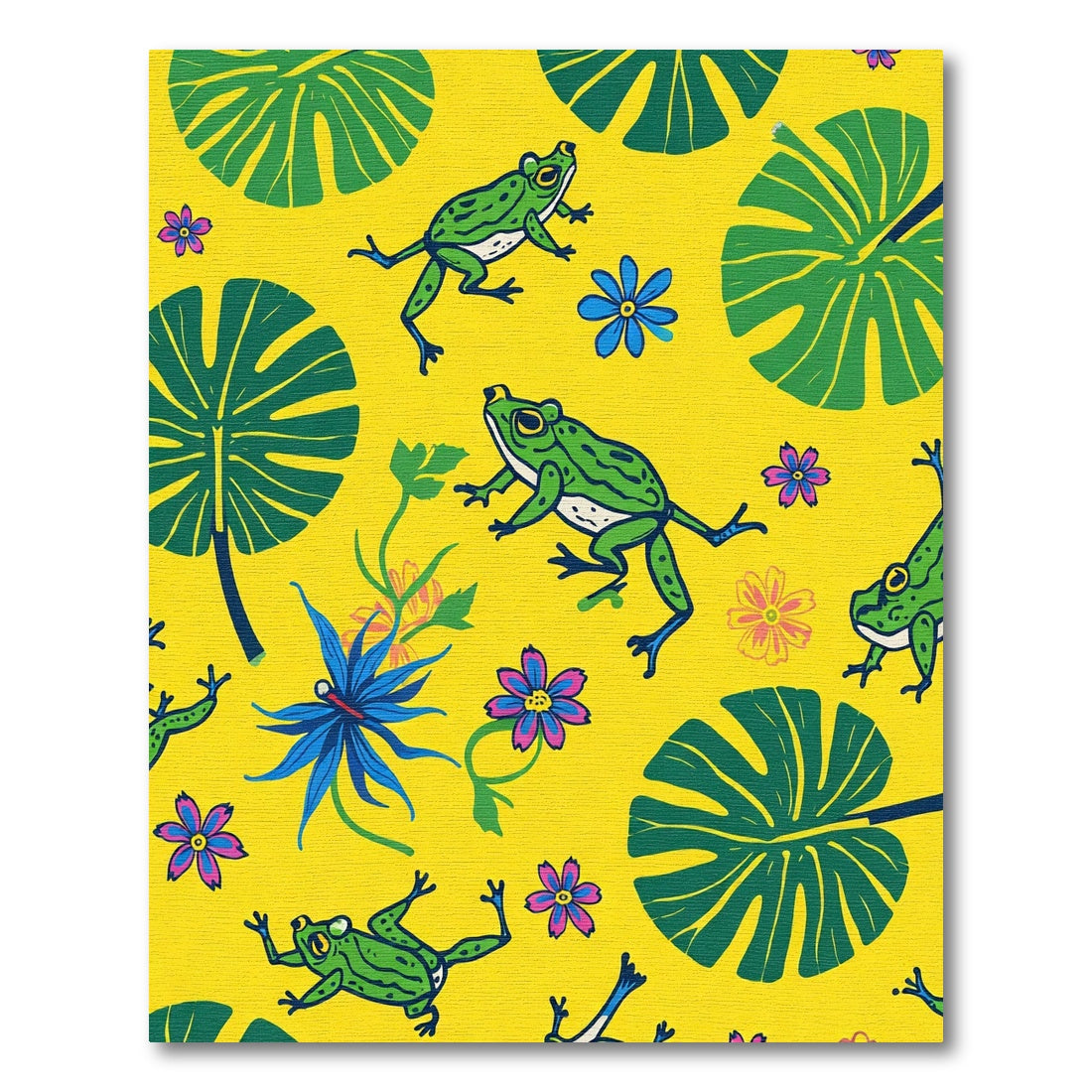 Whimsical Yellow Frog Garden Foliage Rug