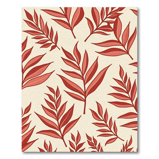 Coral Branch Tropical Foliage Rug