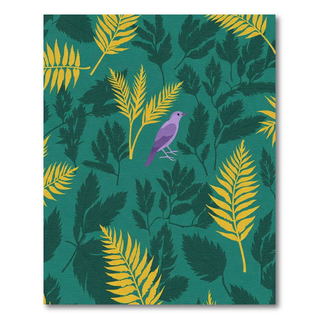 Purple Bird Teal Foliage Garden Rug