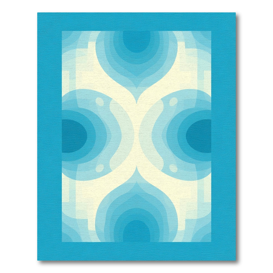 Gradient Blue Ivory Layered Oval Rug