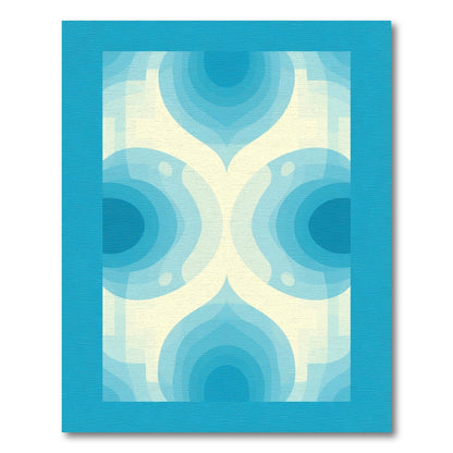 Gradient Blue Ivory Layered Oval Rug