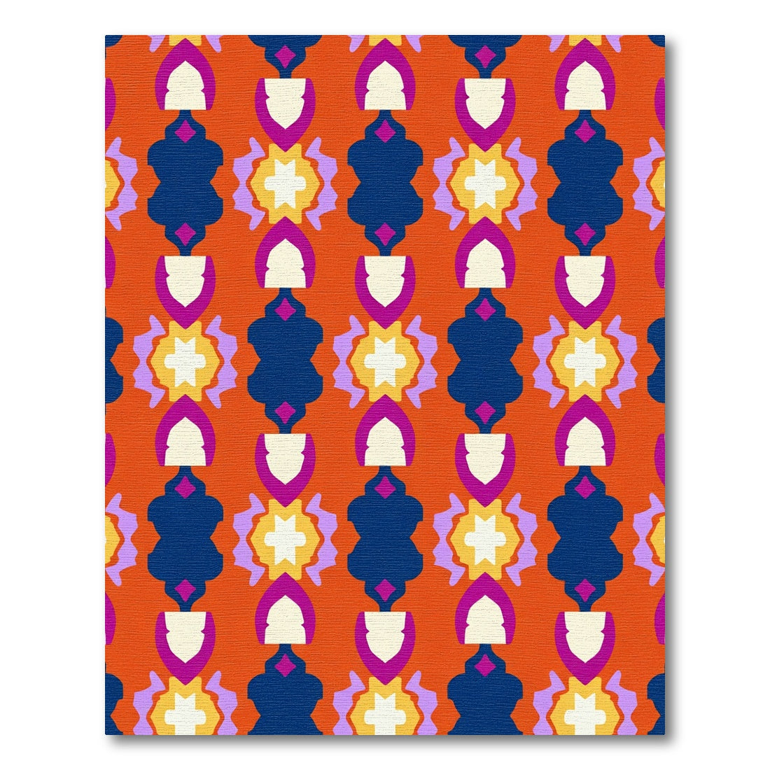 Vibrant Orange Abstract Geometric Medallion Rug
