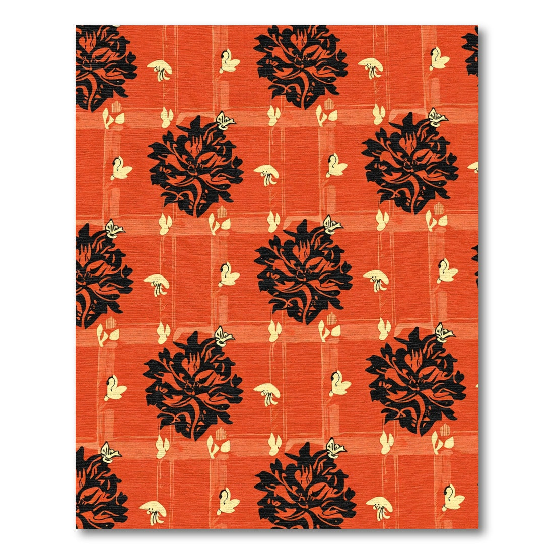 Bold Black Floral Garden Butterfly Rug