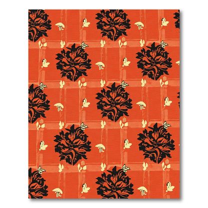Bold Black Floral Garden Butterfly Rug