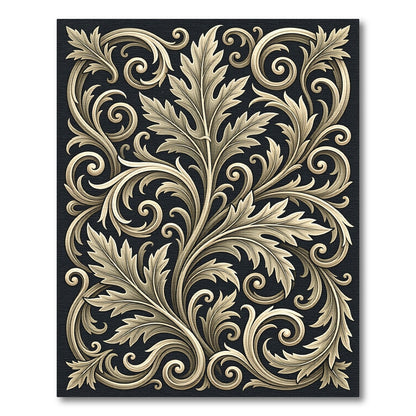 Ornate Gold Acanthus Swirl Rug