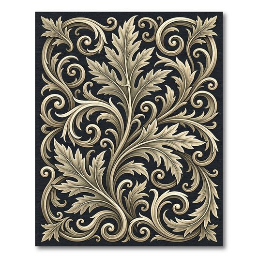 Ornate Gold Acanthus Swirl Rug