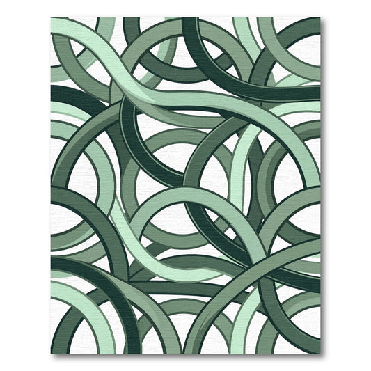 Tonal Green Interlocking Rings Rug