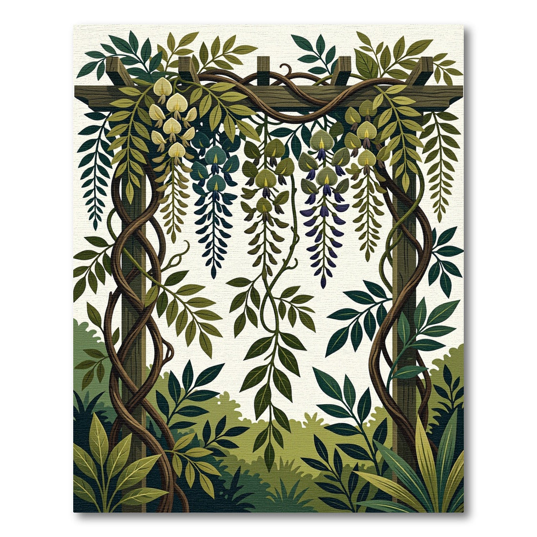 Earthy Wisteria Vine Botanical Trellis Rug