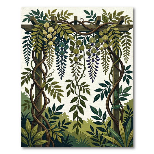 Earthy Wisteria Vine Botanical Trellis Rug