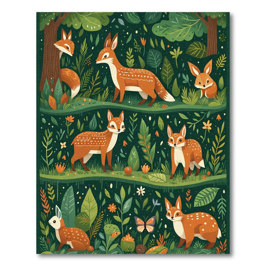 Whimsical Woodland Forest Fox Fauna Rug