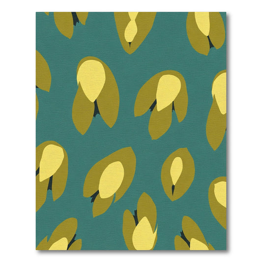 Olive Green Yellow Abstract Petal Rug