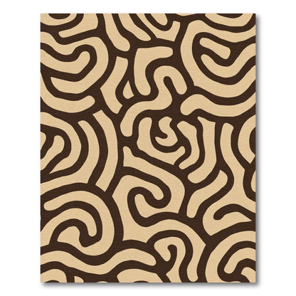 Brown Beige Abstract Swirl Rug