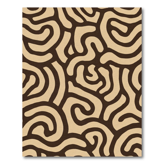 Brown Beige Abstract Swirl Rug