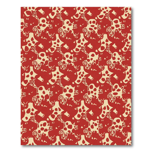 Crimson Floral Abstract Irregular Rug