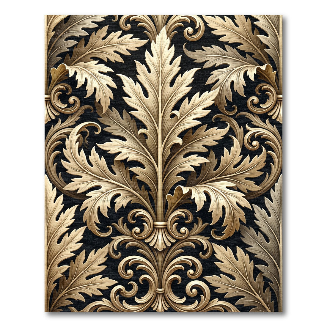 Golden Acanthus Leaf Scrollwork Rug