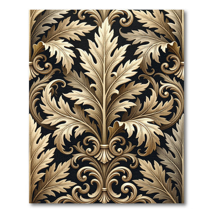 Golden Acanthus Leaf Scrollwork Rug