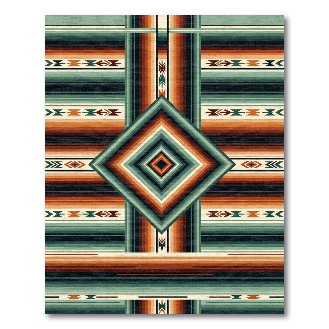 Southwestern Copper Teal Geometric Diamond Rug