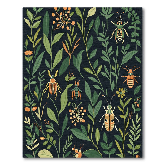 Charming Insects and Verdant Foliage Rug