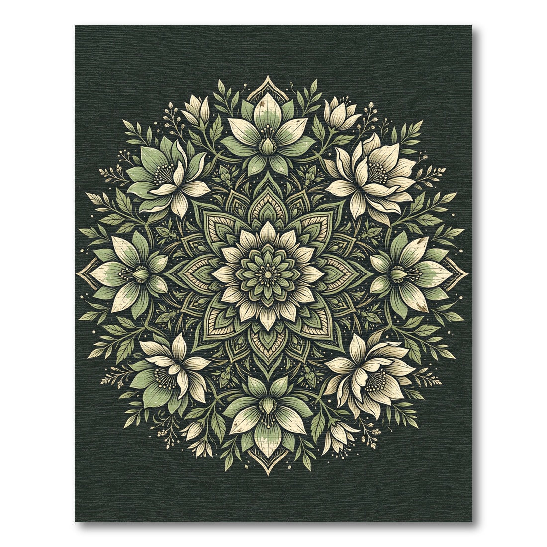 Sage Botanical Blossom Mandala Rug