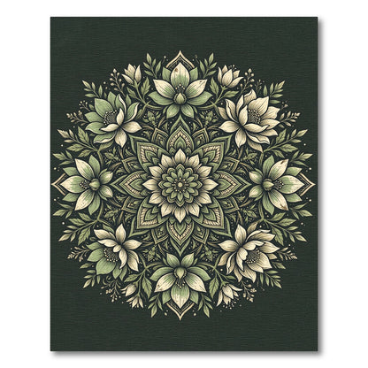 Sage Botanical Blossom Mandala Rug