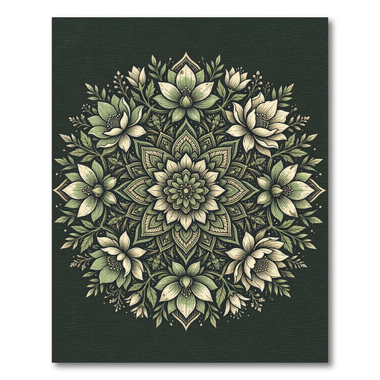Sage Botanical Blossom Mandala Rug