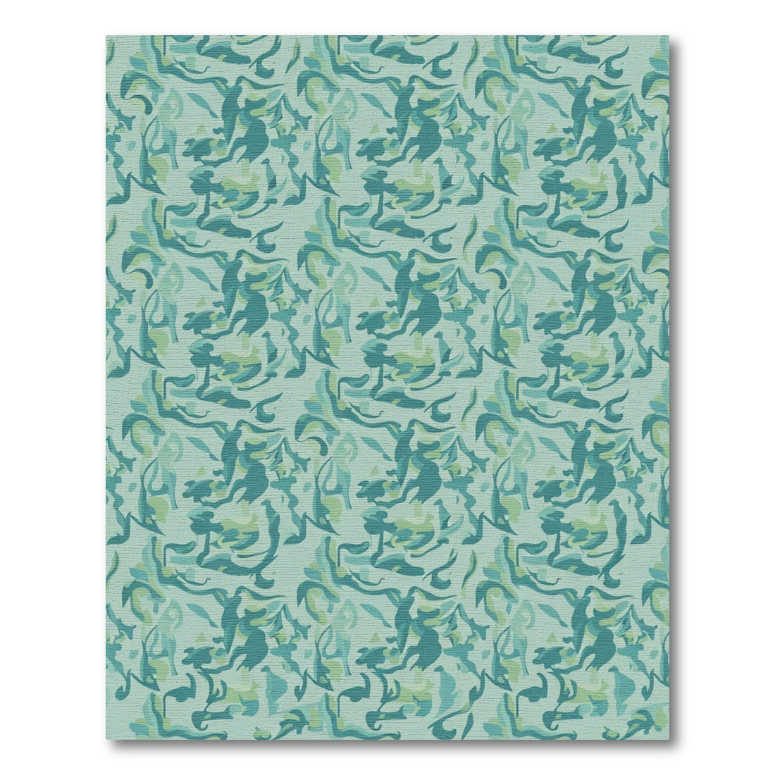 Teal Blue Abstract Swirl Arrangement Rug