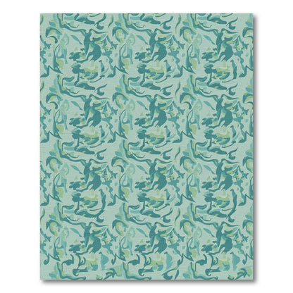 Teal Blue Abstract Swirl Arrangement Rug
