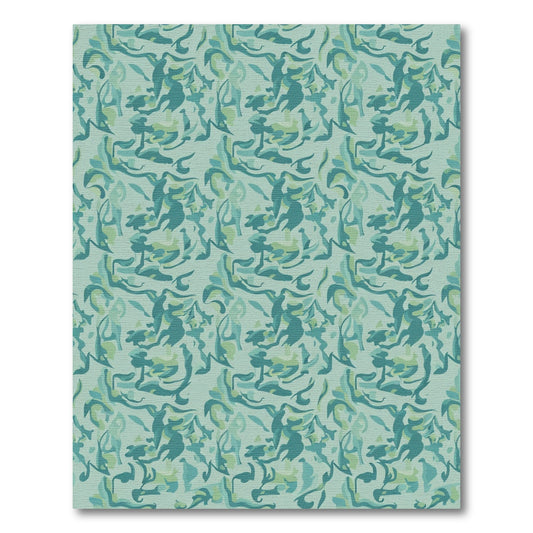 Teal Blue Abstract Swirl Arrangement Rug
