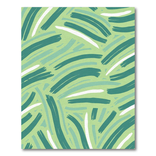 Abstract Green Brush Stroke Rug
