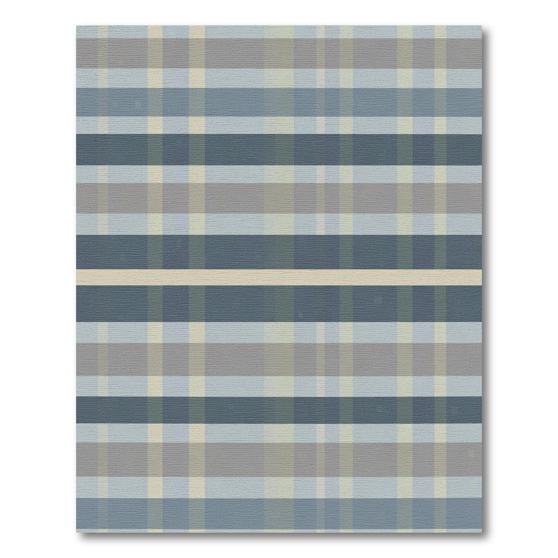 Soft Blue Tan Plaid Stripes Rug