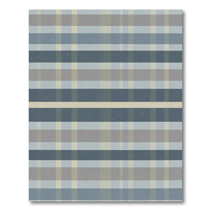 Soft Blue Tan Plaid Stripes Rug