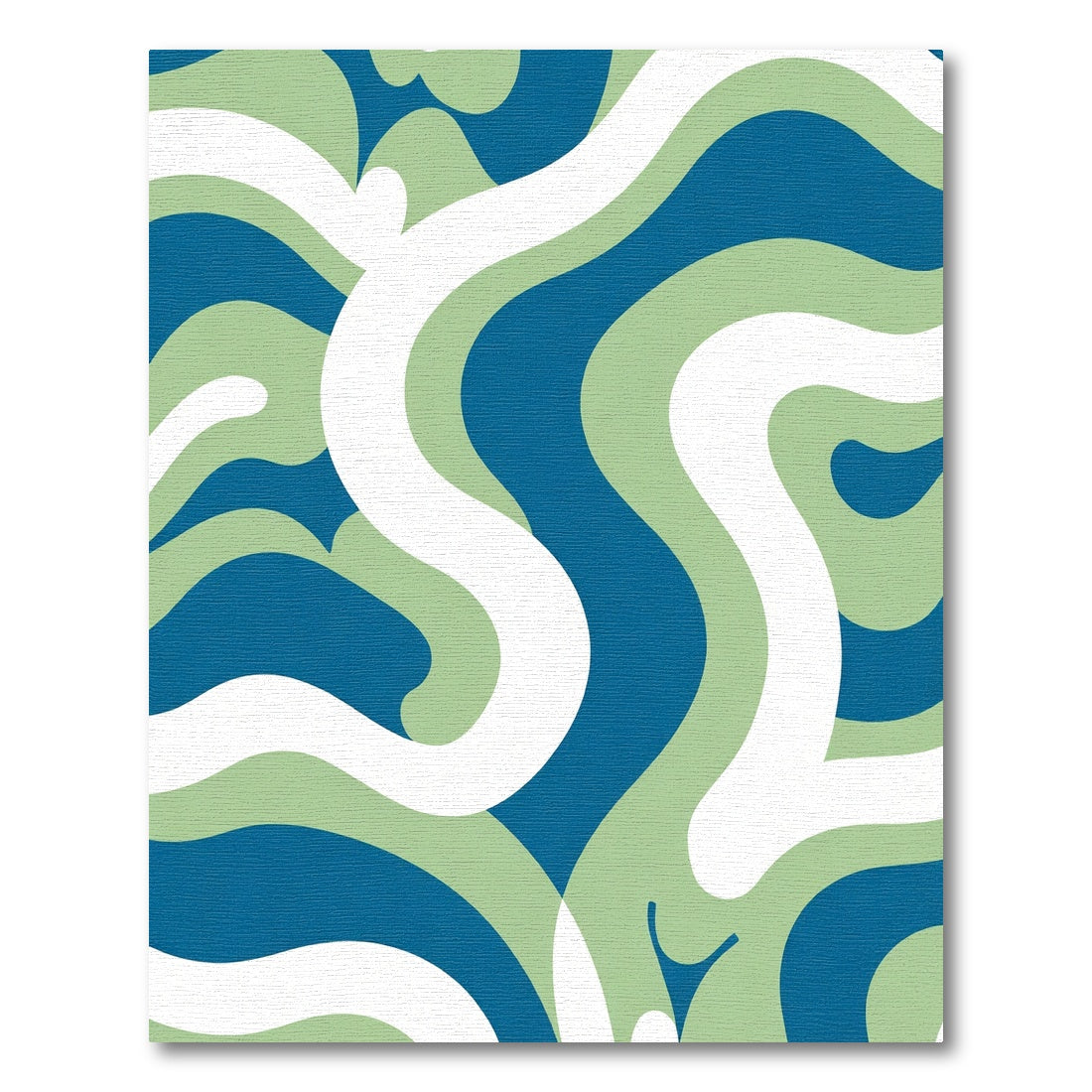 Blue White Green Wavy Flow Rug