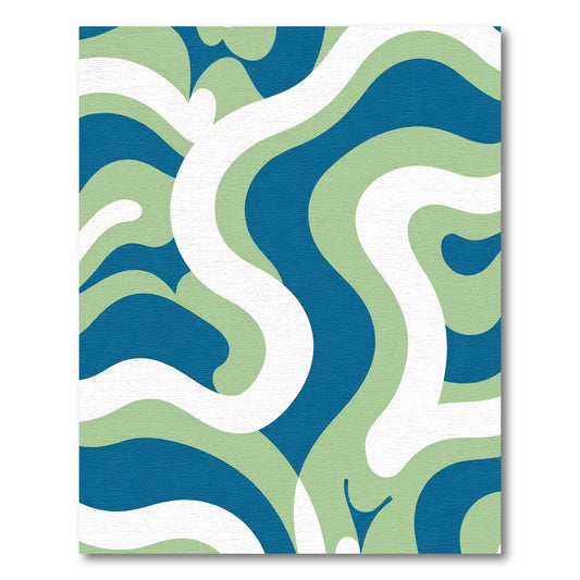 Blue White Green Wavy Flow Rug