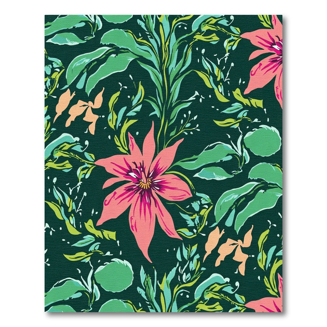 Tropical Coral Pink Floral Garden Rug