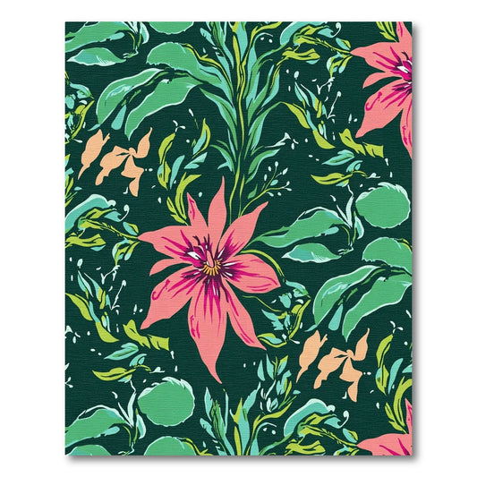 Tropical Coral Pink Floral Garden Rug