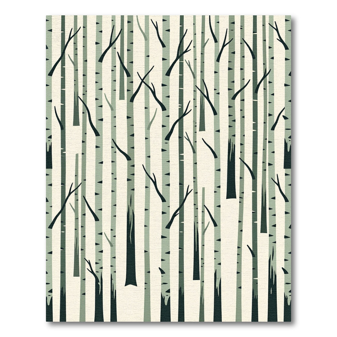 Minimalist Sage Forest Birch Tree Rug