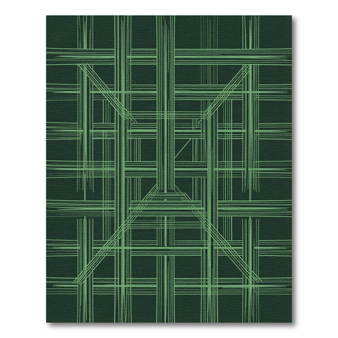 Green Linear Lattice Intersection Artwork Rug