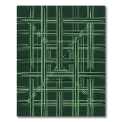 Green Linear Lattice Intersection Artwork Rug
