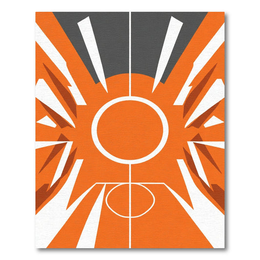 Sun Burst Geometric Orange White Rug