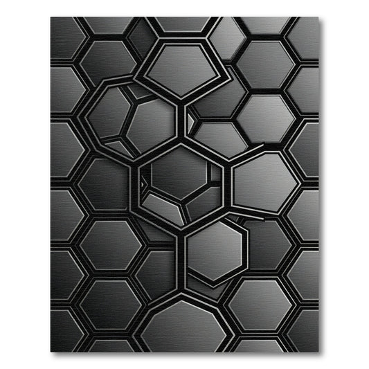 Dark Gray Hexagonal Interlocking Abstraction Rug