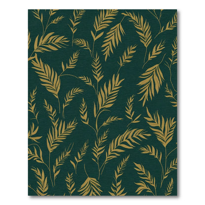 Golden Palm Foliage on Teal Background Rug