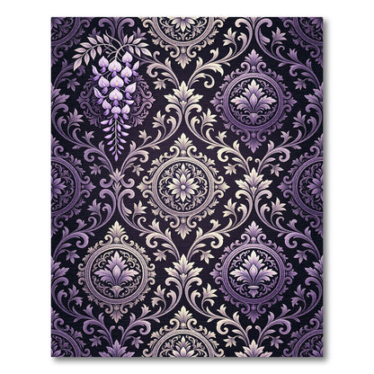 Regal Purple Floral Damask Rug